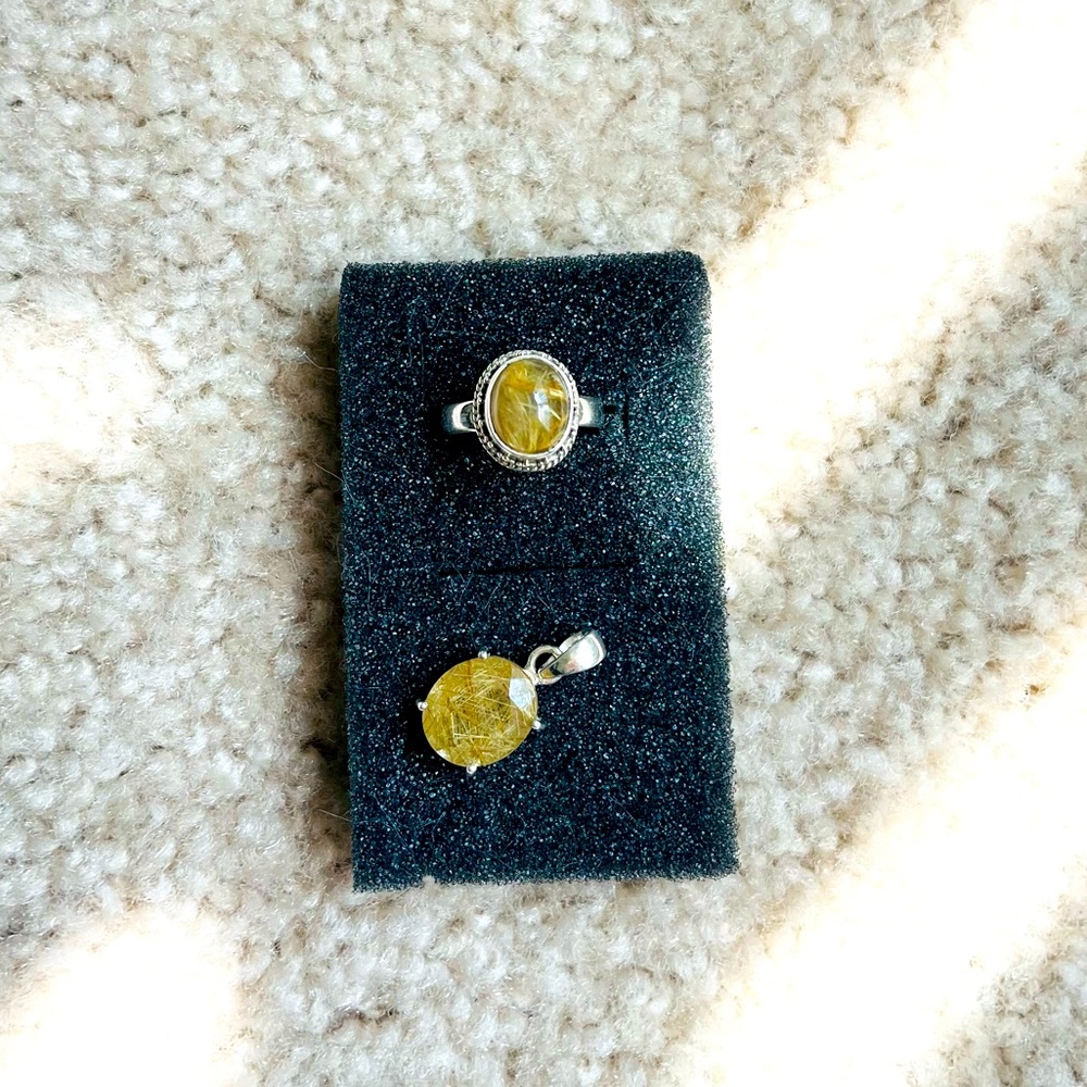 NWOT Golden Rutile Ring and Pendant